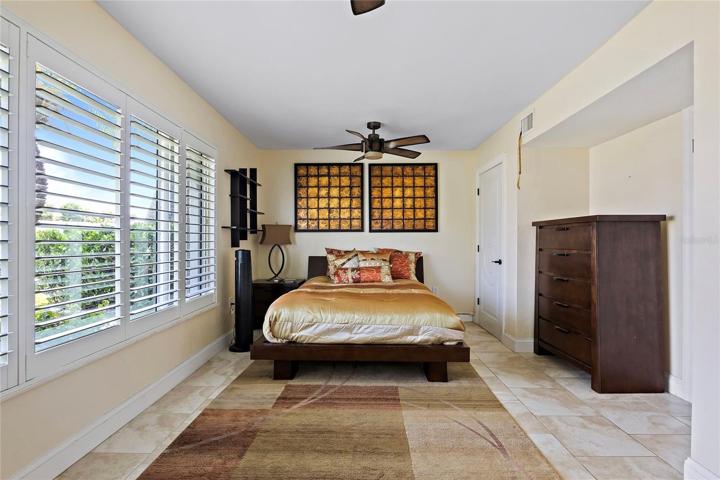 Front bedroom, plantation shutters, good sized closet