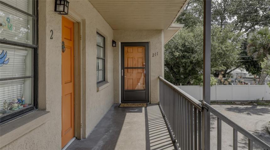 End unit entrance gives privacy and security