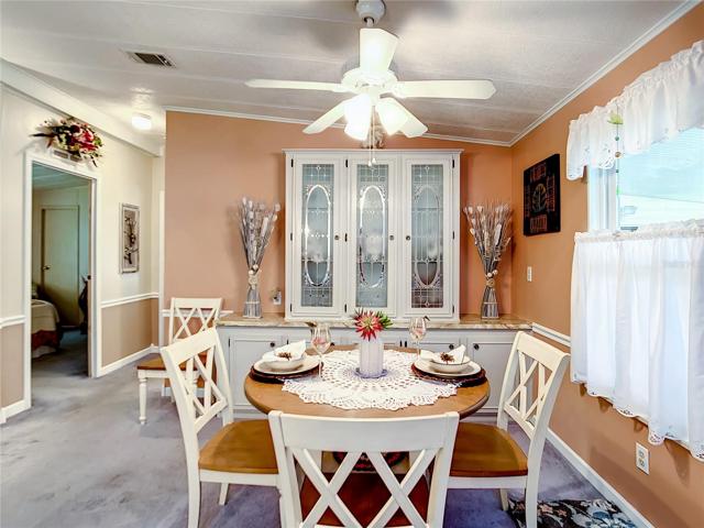 The dining room has nice built-ins providing extra storage