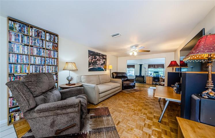 Living room with parquet floors