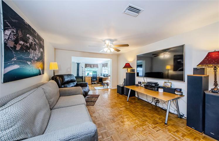 Living room with parquet floors