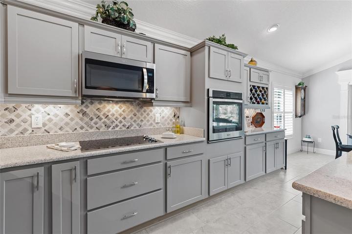 STUNNING, UNIQUE BACKSPLASH WITH UNDER-COUNTER LIGHTS