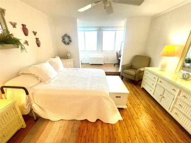 Spacious bedroom is nicely furnished