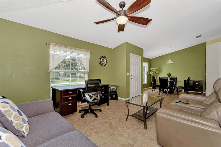 Living Rm with Desk and view to Dining Room