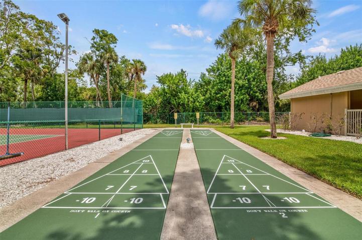 Play shuffleboard with friends and neighbors