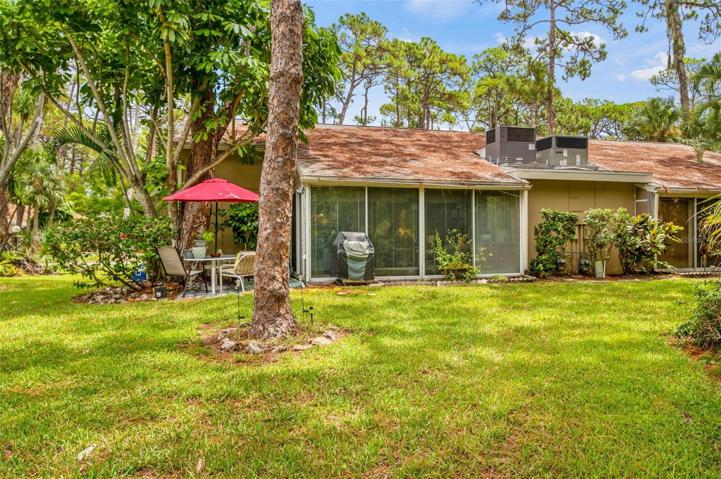 The backyard at 4938 Village Gardens Drive