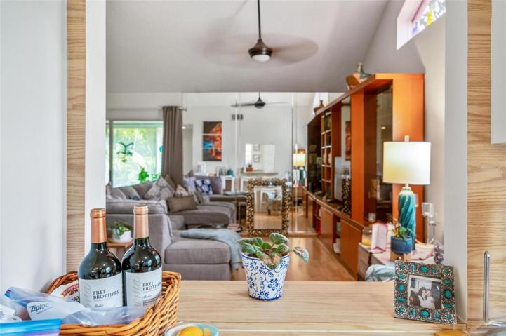 View of the living-dining room from the kitchen