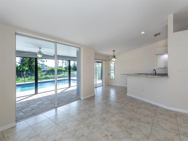 Living Room with porcelain tile