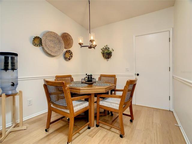Eat in area with a door going to the garage