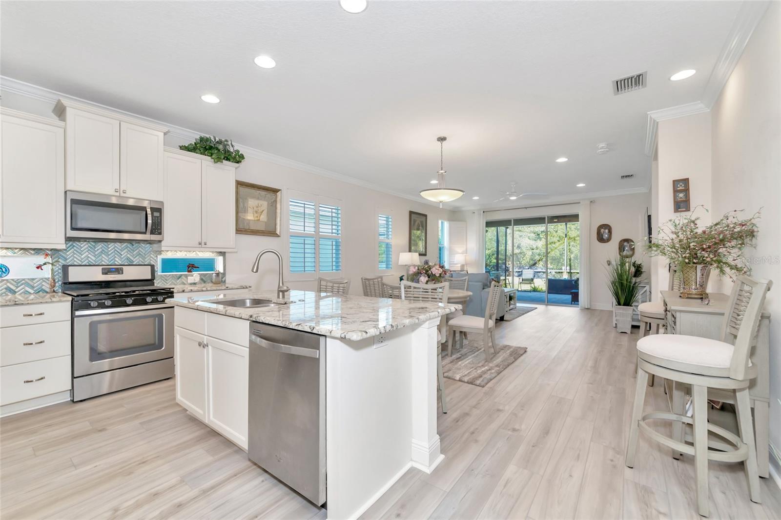 Kitchen looking toward dining area and living room