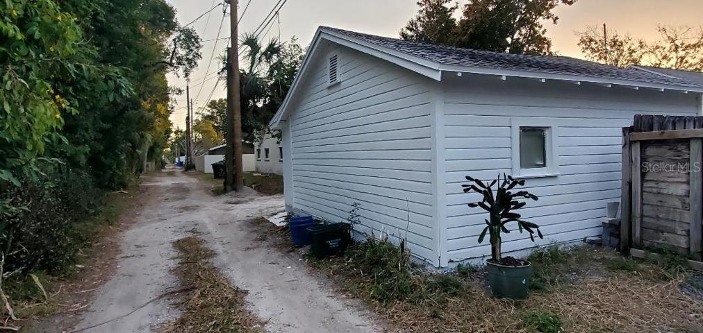 2 car garage, alley access facing south