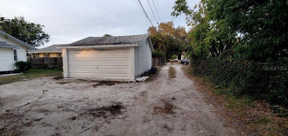 2 car garage alley access facing north
