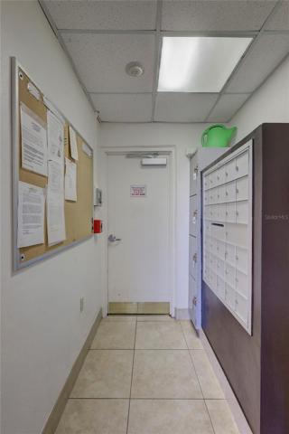 The mail room is located right off the lobby.