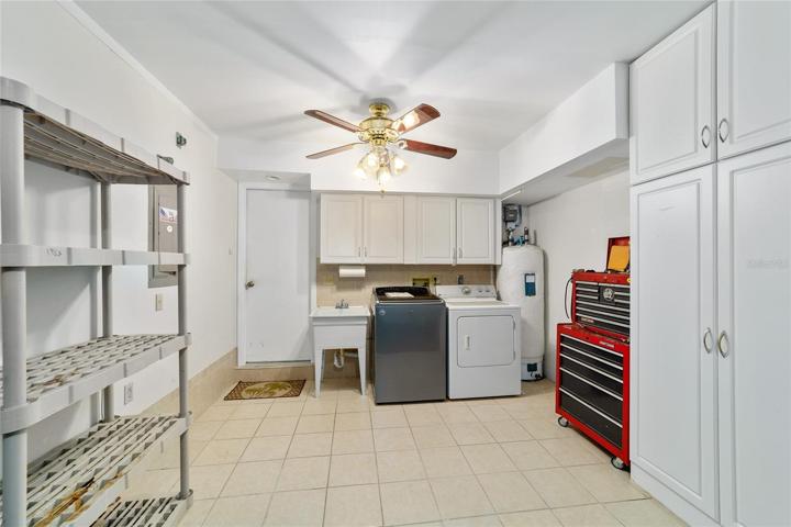 Super clean garage with lots of storage