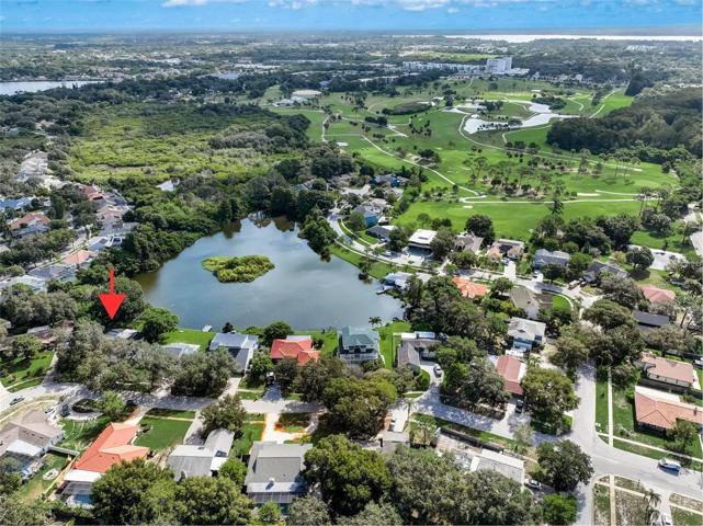 Aerial view with Tarpon Spring Golf Course across the lake.