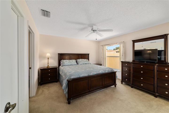 Primary Bedroom has a King sized bed