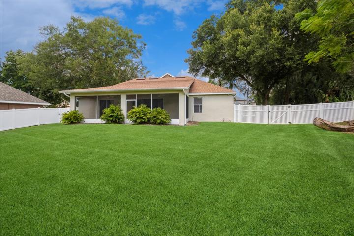 Lovely fenced backyard.