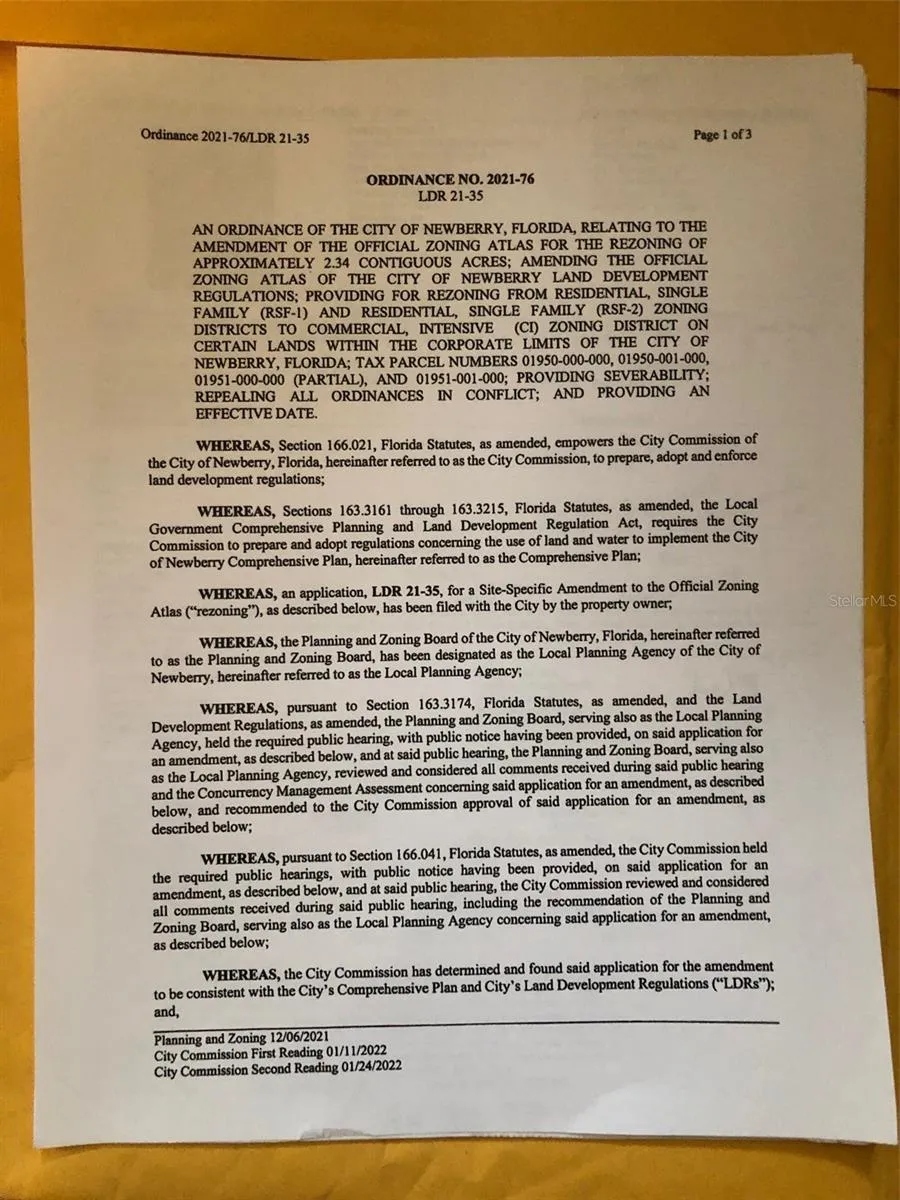 PAGE 1 - ZONING ORDINANCE