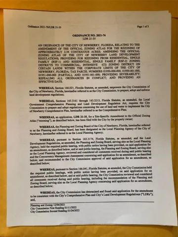 PAGE 1 - ZONING ORDINANCE