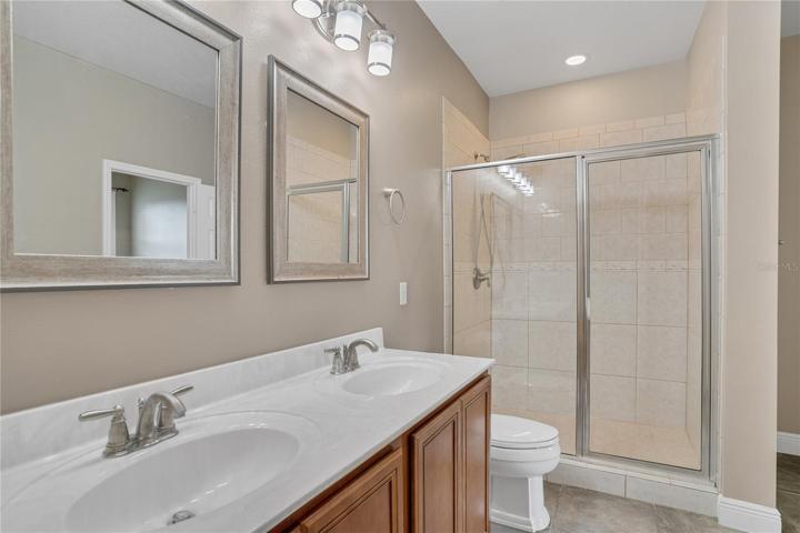 mast bathroom dual sinks  and walk in shower