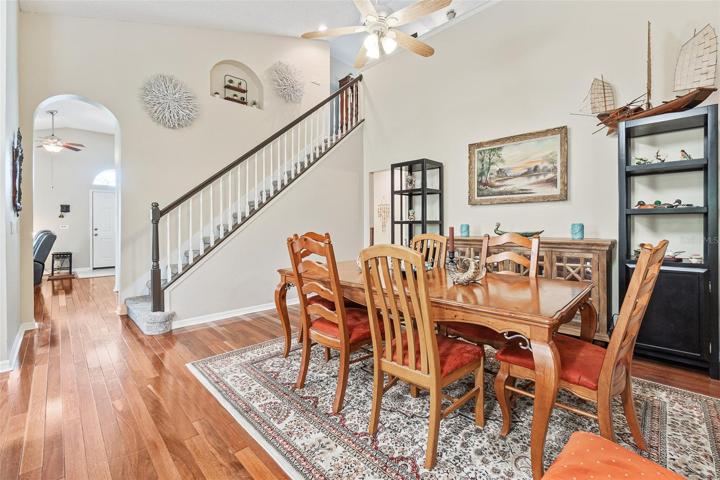 Family room currently being used as a formal dining room.