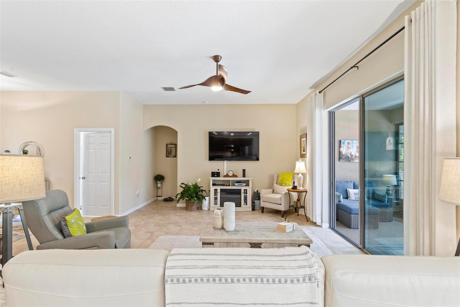 Family room view from kitchen