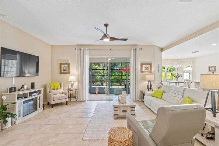 family room with view to pool area