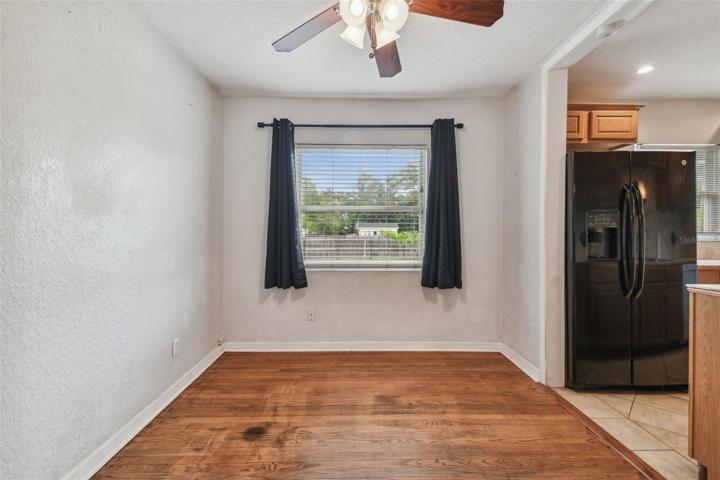 Dining area into kitchen