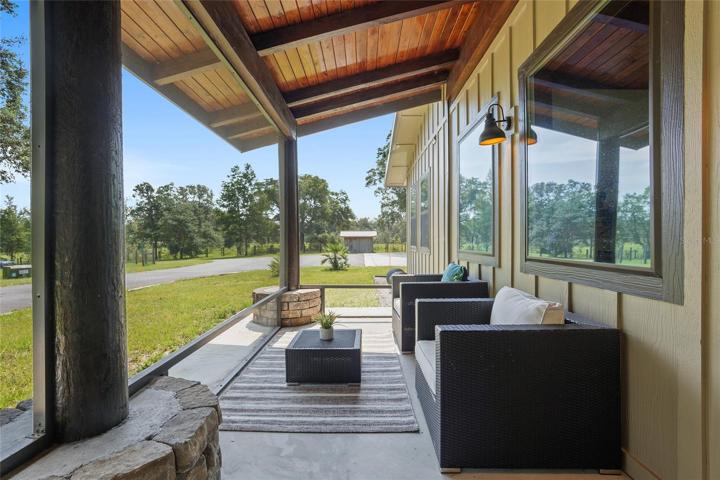 Screened-in front porch