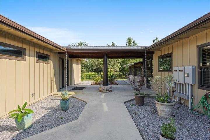 Breezeway between 3-car garage and main house