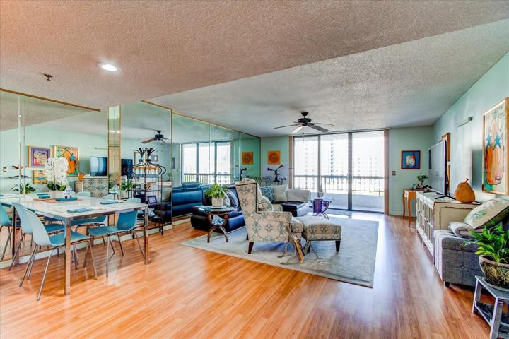 Inviting living space with beautiful wood laminate flooring.