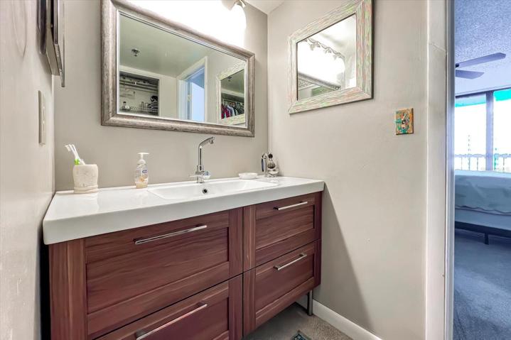 Updated primary bathroom with beautiful modern updated vanity.