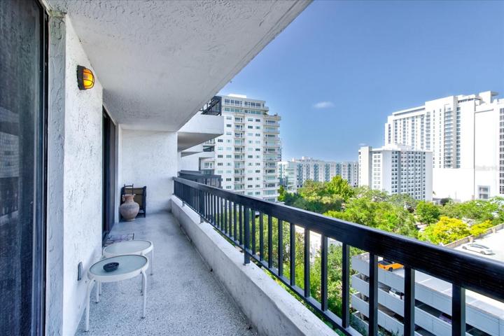 Beautiful balcony view.  New flaked epoxy flooring in 2023.