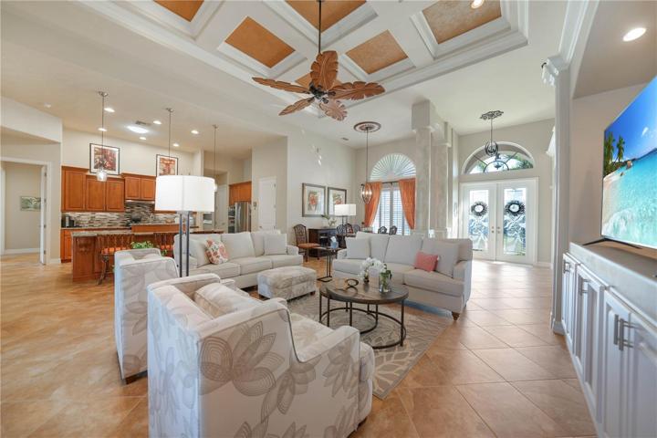 Great Room with Coffered Ceilings