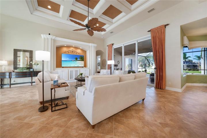 Great Room with Coffered Ceilings
