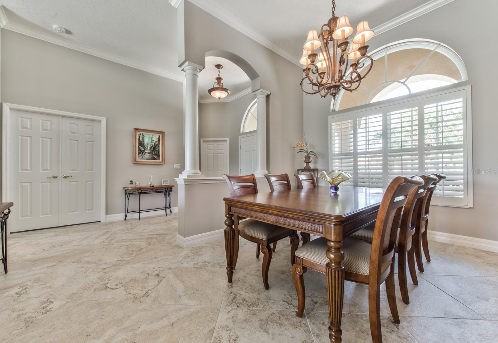 The large dining area is a wonderful space to entertain family and friends.