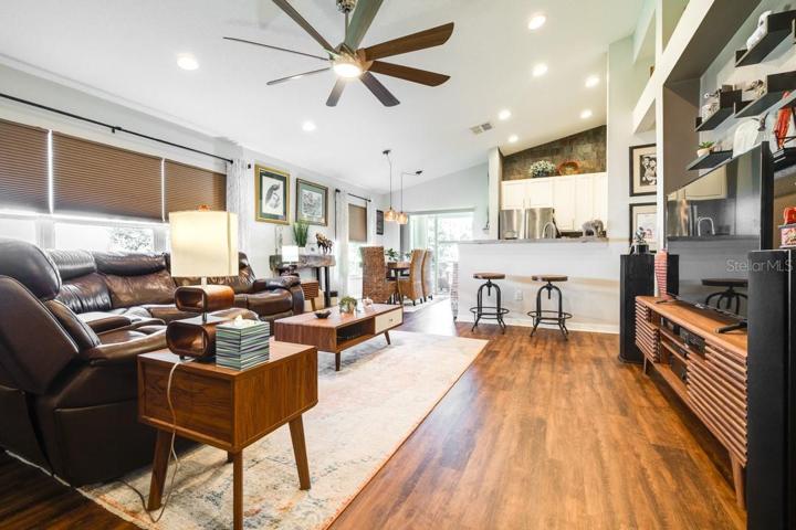 Cellular shades in living room