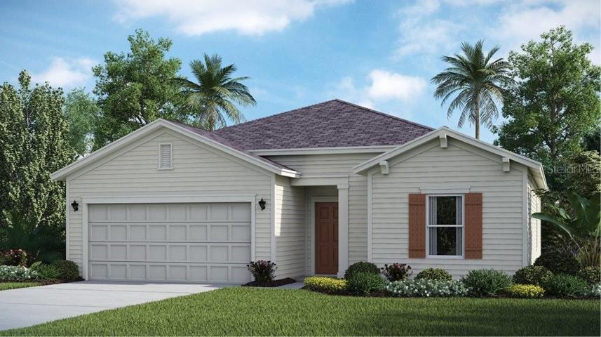 Artist rendering; illustration only; colors, features, and garage orientation may differ.