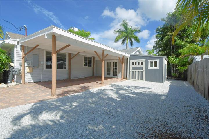 A spacious storage shed for all of your 'extra' things.