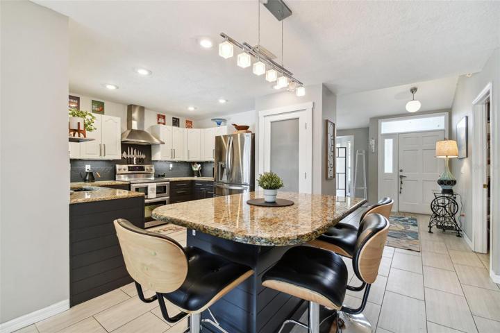 Kitchen Island view to front door