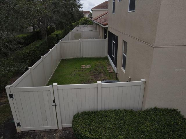 Fenced back yard.