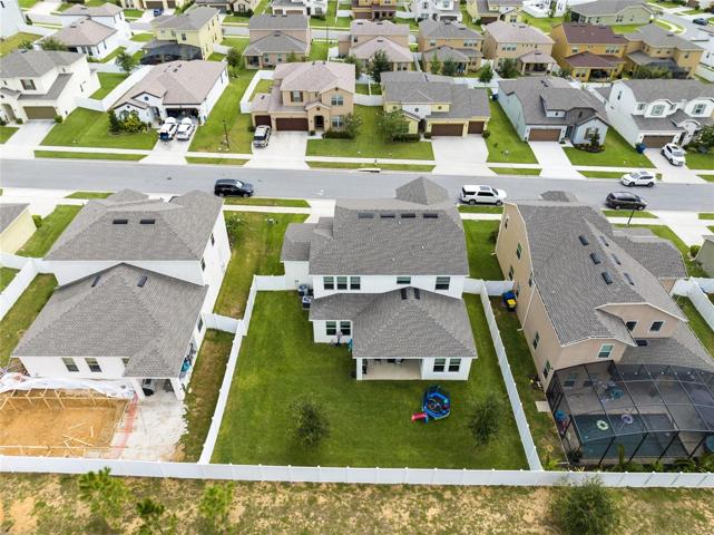 Aerial view of the rear of the home.