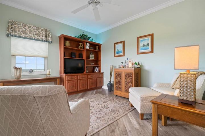 Den with built-in entertainment center