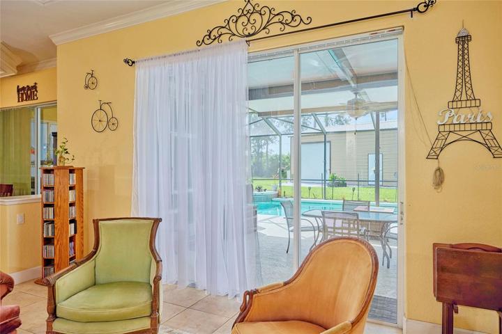 View of pool and lanai from Great room