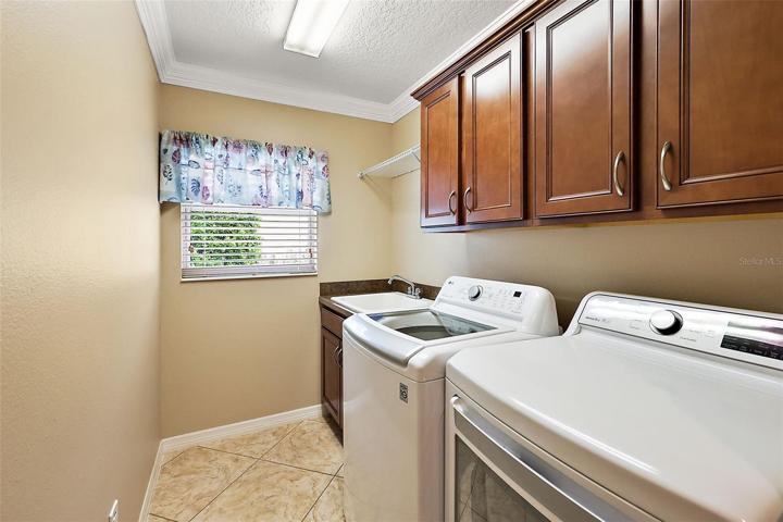 Inside laundry room w/utility sink & extra cabinets