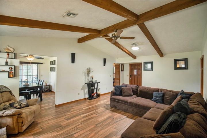 Living room overlooking dining room