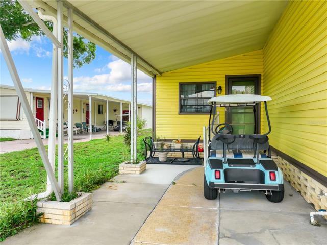 covered parking space in front of the living room