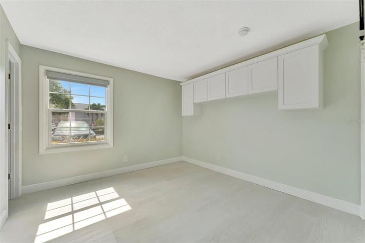 The Bedroom with built in shelves