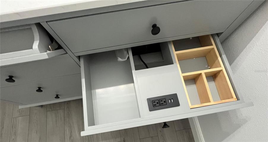 Electrical and USB connections in Master bathroom cabinet