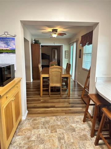 Looking into dining space from the kitchen